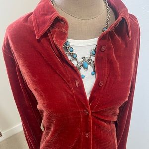 Soft Surroundings velvet long sleeve shirt.